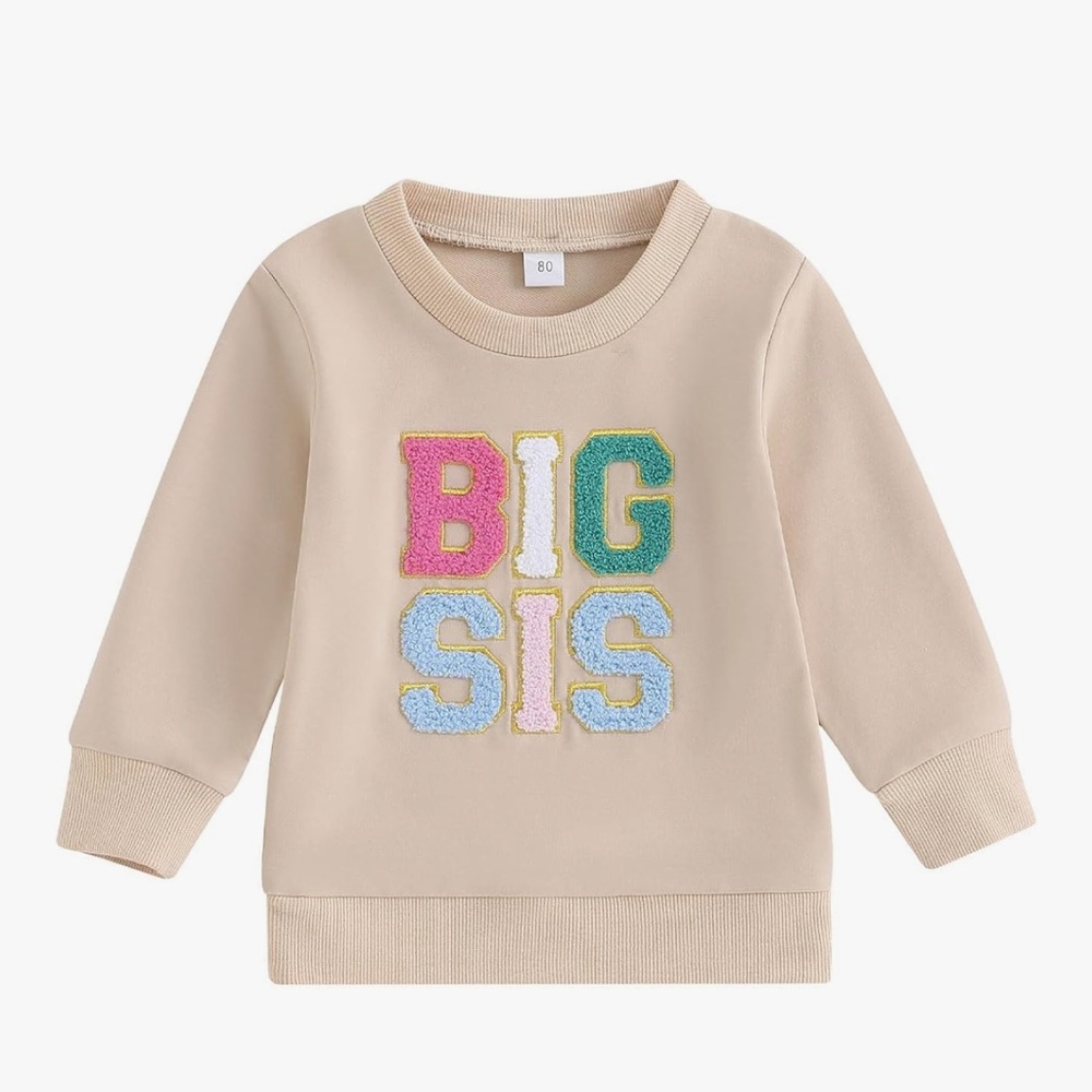 Big Sis Appliqué Sweatshirt for Kids - Beige